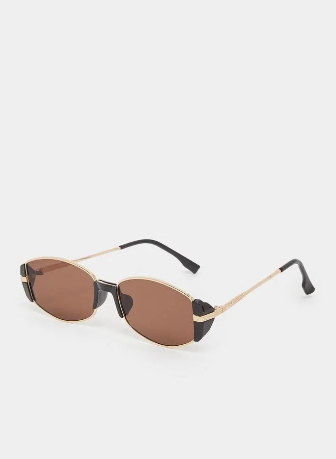 Styli Tan Oval Sunglasses